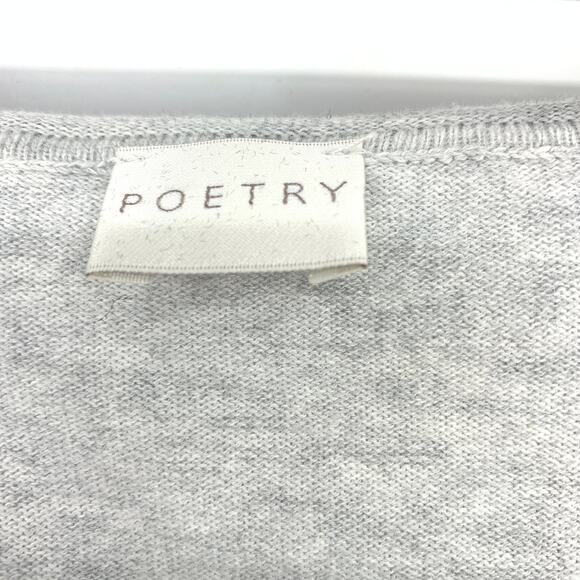 Poetry Women's Sz 6 Gray Pullover Blouse Ruffle Hem Round Neck 3/4 Sleeve Casual - Picture 6 of 7